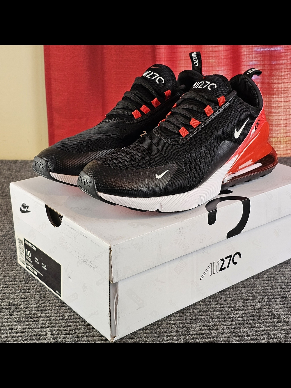 Nike Air Max 270 Black Red White Running Shoes Georgia Bulldogs Colorway